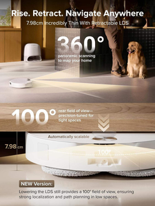 مكنسة روبوروك كيريفو كيرف الروبوتية بقوة شفط 22000 باسكال، تنظيف الأرضيات بالمسح، نظام مزدوج مضاد للتشابك، ممسحة 12 نيوتن، ماء دافئ، للاستخدام المنزلي مع نظام تحديد المسار بالليزر - Product Image 5