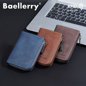Portefeuille à fermeture éclair pour homme Baellerry, protection RFID, portefeuille en cuir, marron foncé, design simple, usage quotidien - Product Image 4