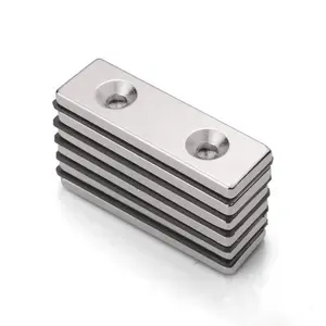 N35-N52 сверхпрочные барные магниты, редкоземельные материалы, винт на неодимовый магнит с двойными отверстиями для мебели