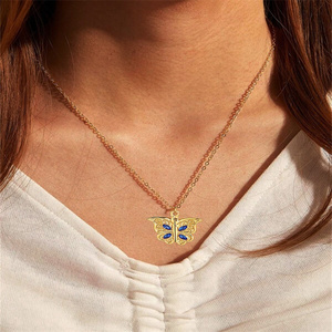 Collar con colgante de álbum de mariposa abierta de moda <span class=keywords><strong>para</strong></span> parejas 'I Love You' declaración joyería regalo cadena de eslabones de aleación <span class=keywords><strong>para</strong></span> aniversarios - Product Image 3