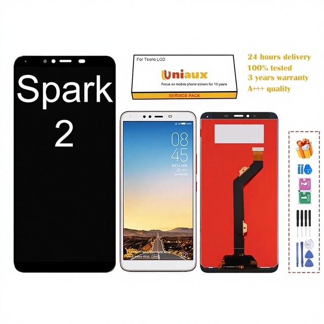 For TECNO Spark 2 TFT LCD Mobile Phone Display Inner/outer Screen Frame Assembly 3-year Warranty