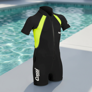 CRESSI KIDS Y 7/8 BLACK/LIME SHORTY Combinaison de plongée à manches courtes avec motif imprimé personnalisé XDG00130 CN - Product Image 3