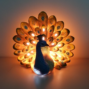 Statue d'un oiseau de paon coloré en résine, 4-9 pouces, finition <span class=keywords><strong>Antique</strong></span>, Statue en polyrésine - Product Image 2
