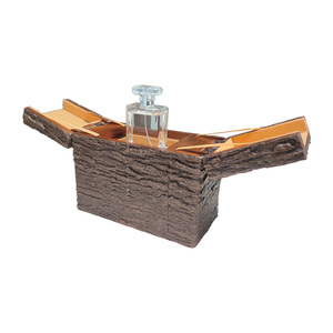 Boîte de rangement en cuir imitation écorce personnalisée de luxe monter et descendre emballage de parfum en bois boîtes de cadeau à bijoux en bois - Product Image 1