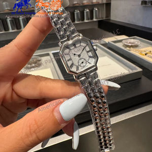 Reloj de Pulsera de Acero Inoxidable de Lujo para Mujer, Caja Cuadrada con Esfera de Índices Romanos, Movimiento de Cuarzo, Estilo Clásico y Elegante - Product Image 2