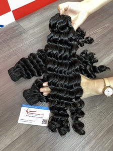 Cheveux humains vietnamiens de haute qualité à prix d'usine, cheveux vierges, vague profonde, couleur noire naturelle, mèches de cheveux humains, extensions de cheveux - Product Image 3