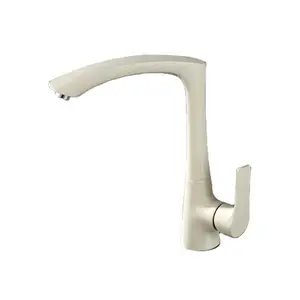 Hot sale kitchen sink faucets long neck single hole taps commercial kitchen beige angle kitchen no leak