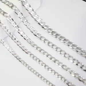 HipHop Custom Halskette Kette Rhodium Halsketten für Männer 925 Sterling Silber Schmuck Diamant schliff Silber Flache kubanische Glieder kette