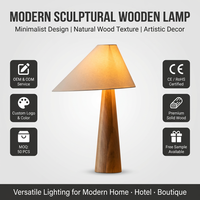 Lampe de table conique en bois YH Villa, abat-jour de lecture, lampe de chevet, lampe de bureau, LED multicolore, moderne, minimaliste, USB