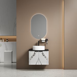 Nouveau design 2026 : Meuble <span class=keywords><strong>de</strong></span> <span class=keywords><strong>salle</strong></span> <span class=keywords><strong>de</strong></span> <span class=keywords><strong>bain</strong></span> mural en PVC <span class=keywords><strong>de</strong></span> 60 cm avec vasque en céramique et <span class=keywords><strong>miroir</strong></span> LED - Product Image 6