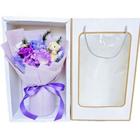 Coffret Cadeau Floral Transfrontalier pour Bouquet d'Ours en Peluche Rose Éternelle pour Noël, la Saint-Valentin et la Fête des Mères