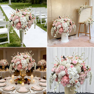 Arreglo Floral Artificial Romántico y Realista de Seda Suave en Rosa y Blanco Puro para Centro de Mesa de Boda - Product Image 2