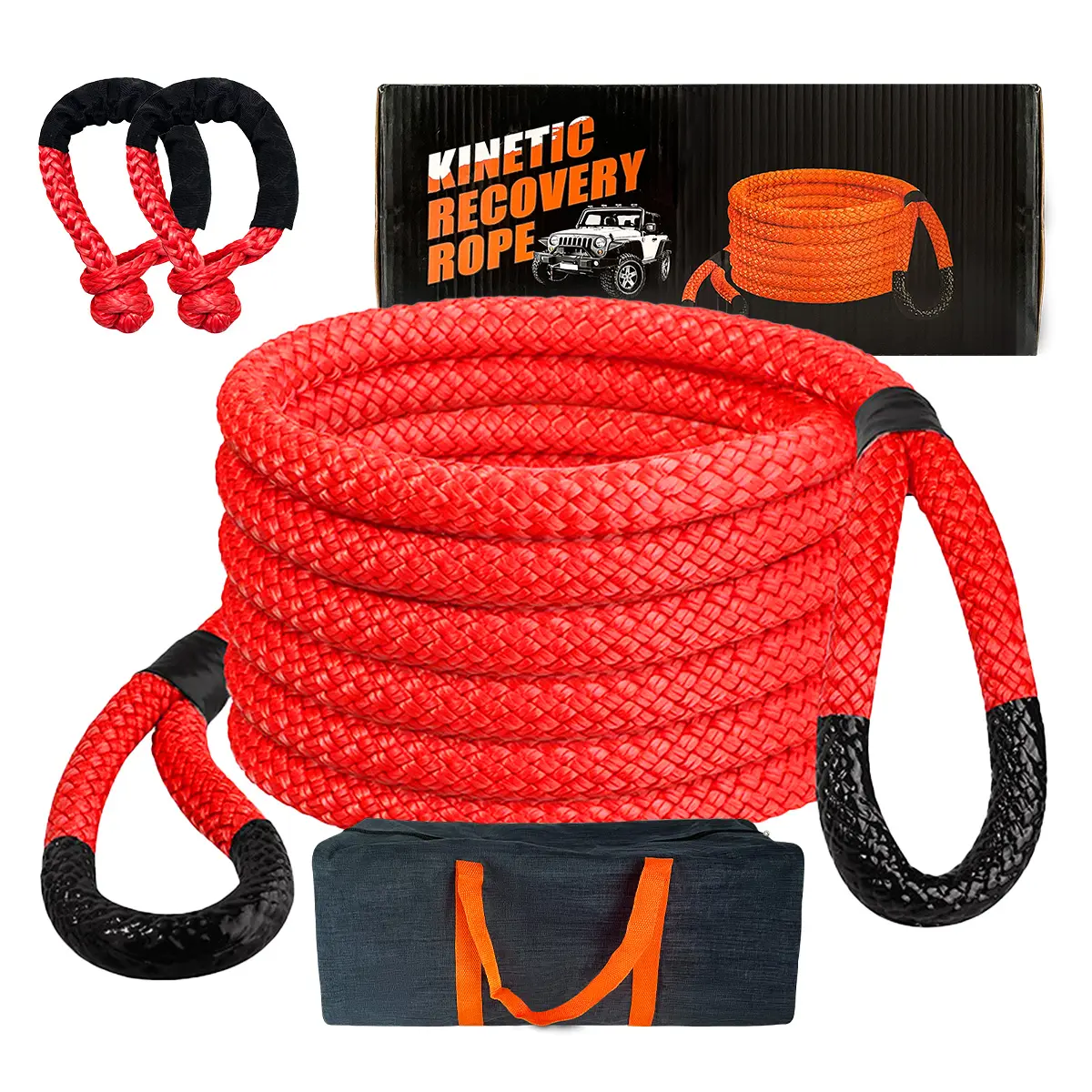 Custom Car Kinetic Vehicle Recovery Tow strap 4WD Heavy Duty Tow Rope