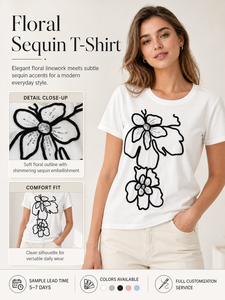 Camiseta de <span class=keywords><strong>Mujer</strong></span> Personalizada ODM OEM 100% Algodón con Diseño de Hilo Bordado, Corte Ajustado, Estilo Italiano - Product Image 1