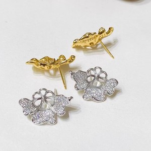 22467 Argent 925 Accessoires de perles DIY Boucles d'oreilles fines à clous Perles de 9-11 mm Support vide Pétale Bijoux en argent 925 - Product Image 3