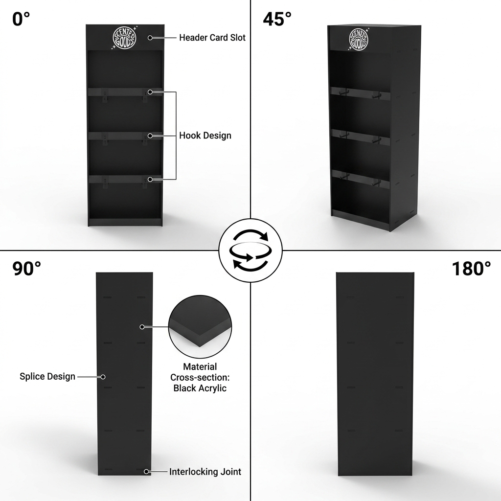 Custom Acrylic Air Freshener Display Stand 4-Tier Countertop Retail Organizer with Full Color Printing — view 3
