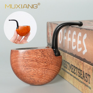 MUXIANG Wooden Smoking Pipe Bent Type 3mm Filter Portable Pocket Pipe For Men Retro Handmade Gift - Product Image 1