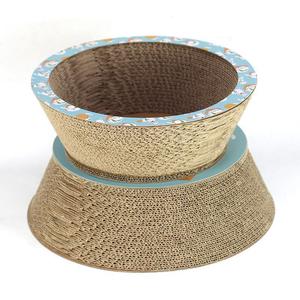 <b>Cat</b> <b>Scratching</b> <b>Post</b> Corrugated Paper Cartoon Pattern 1 Level Blue <b>Cat</b> Bowl Set With Catnip Pack For <b>Cats</b> - Product Image 2