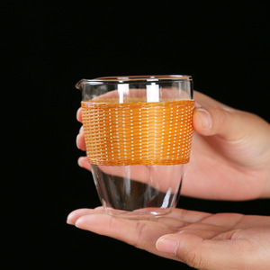 Handmade Bamboo Woven Serving Cup Thickened High Borosilicate Glass Heat Resistant Tea Cup For Green Tea Brewing - Product Image 2