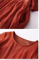 Robes courtes à manches courtes pour femmes de style japonais classique, décontractées, grande taille, droites, en lin et en coton