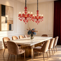 Lustre en verre cristal rouge européen, luminaire suspendu de luxe pour salle à manger d'hôtel, hall d'hôtel, projet commercial