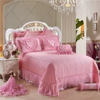 Couette imprimée 4 pièces ensemble de lit reine taille rose jupe draps ensemble de literie pour les filles