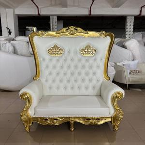 Simplicidad barato lujo oro blanco Hotel boda evento reposabrazos respaldo alto reina rey trono <span class=keywords><strong>silla</strong></span> - Product Image 5