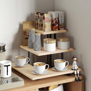 Wooden Storage <b>Rack</b> 3 Tier Natural Wood Color Standing Type Multifunctional Kitchen Countertop <b>Shelf</b> - Product Image 1