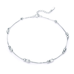 Chaîne de <span class=keywords><strong>cheville</strong></span> en <span class=keywords><strong>argent</strong></span>, perles du style européen, ornements du pied simples, chaîne élégante S925 - Product Image 1
