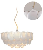 Suspension Artichoke en Céramique Nordique, Disque Superposé Blanc, Lampe Suspendue Moderne Minimaliste pour Cuisine, Salle à Manger, Salon