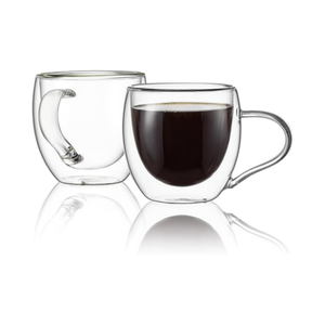 Tazza da caffè in vetro a doppia parete con manico 10oz tazza da caffè in vetro isolante trasparente adatta per bevande calde e fredde - Product Image 1
