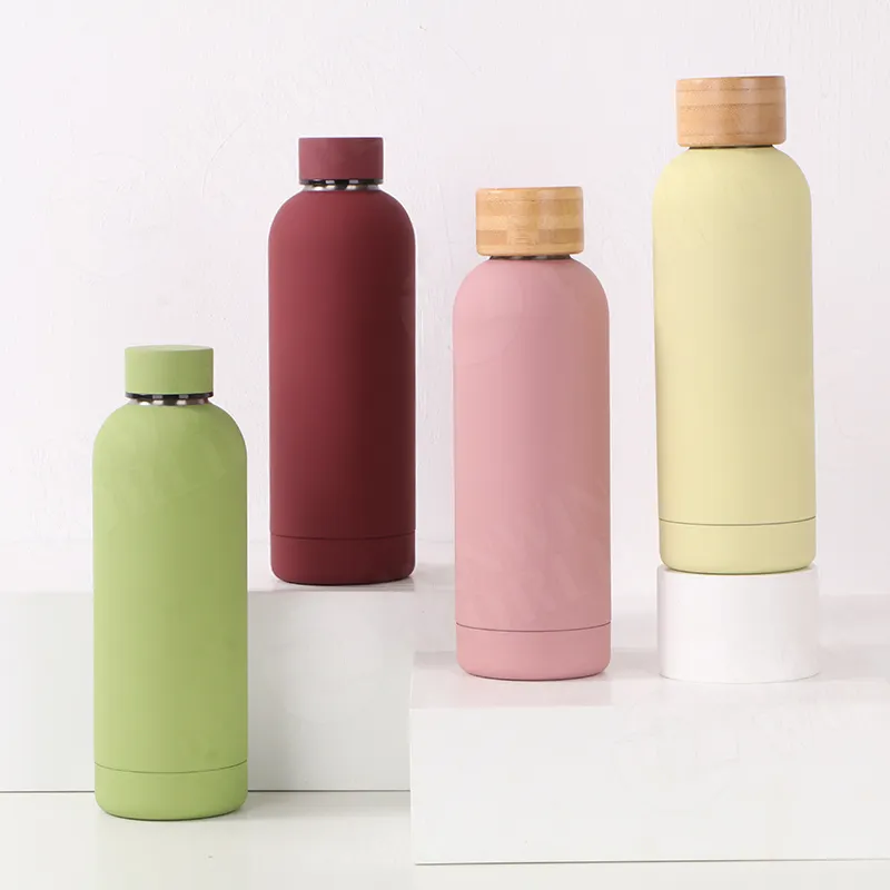 Sublimation Custom Stainless Steel Trending Cool Water Bottle Insulated 500/750ml Vacuum Bottles With Bamboo Lid Choose