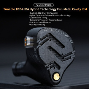 KZ ZS12 PRO <span class=keywords><strong>X</strong></span> 1DD+5BA Écouteurs hybrides HIFI filaires pour scène et musique, compatibles Android, sport, jeu, 3.5MM, métal noir, DJ, intra-auriculaires - Product Image 2