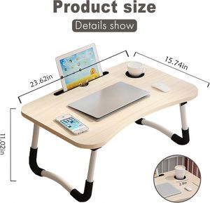 Portable Laptop Table Hot Selling Foldable Wooden <b>Study</b> Bed Tabletop with Cup Holder Convenient Storage for Home Use - Product Image 5