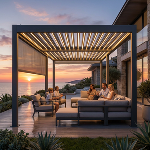 Pergola motorisée rétractable Anyhoo à montage rapide, bioclimatique en aluminium, pour balcon et <span class=keywords><strong>piscine</strong></span>, 3x3 4x3 <span class=keywords><strong>5x4</strong></span> 6x4m - Product Image 4