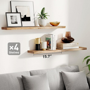 Wooden Floating <b>Shelf</b> Paulownia Carbonized <b>Wall</b> <b>Mounted</b> 15.7 In X 5.9 In For Bathroom Storage And Decor - Product Image 2