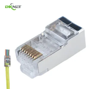 Passe através do conector rj45 cat6 Ftp Sftp blindado 8p8c 8 pinos plugue modular