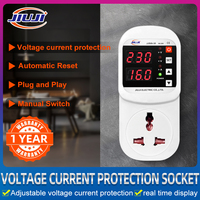 JIUJI AutoReset Automatischer Überspannungsschutz Flammhemmender Spannungs- und Stromschutz LED-Anzeige AC 220V Einstellbar 16A UK-Steckdose