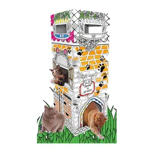 Diy Doodle 3D Ambachtelijke Papier Speelgoed Golfkarton Huis Voor Kat Spelen