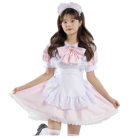 RUIKE L Nouvelle tenue de demoiselle d'honneur rose en dentelle, style Lolita Anime, costume de cosplay pour convention de bandes dessinées, uniforme de travail de café princesse, robe pour fille