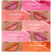 Huile à lèvres hydratante Pudaier, gloss à lèvres à label privé, best-seller, gloss volumateur longue tenue, teinte à lèvres 5 couleurs, rouge à lèvres
