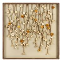 Décoration murale shadowbox encadrée faite main gros, art 3D fleurs bois corde jute pour intérieur maison