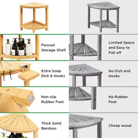 Repose-pieds et siège de douche d'angle en bambou, deux pièces, montage facile, imperméable, antidérapant, tabouret de salle de bain