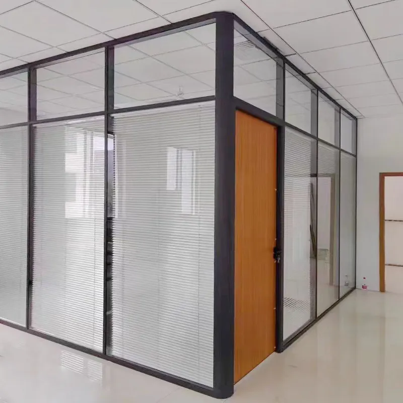 מודרני משרד חדר ישיבות עיצוב אלומיניום לרעש פריק חלוקת הפרדת קישוט משרד זכוכית מחיצת מערכת