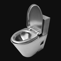 Kuge Factory Wholesale 580mm P Trap Sanitary Wares Bathroom Stainless Steel Water Closet Toilet With Bidet in Stock