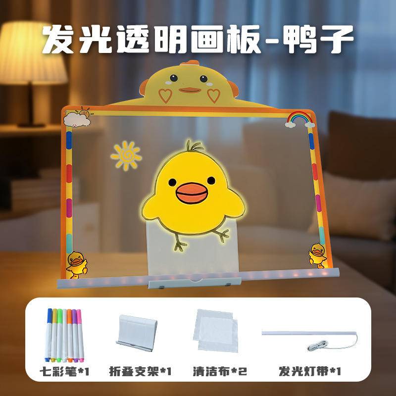 tavolo da disegno luminoso del fumetto-anatra gialla