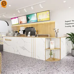 Luxury restaurant fast food checkout counter cafe shop juice retail beauty gold reception desk