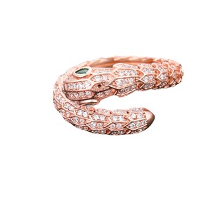 Anello Aperto Regolabile con Testa di Serpente e Finitura Texturizzata per Donne - Product Image 1