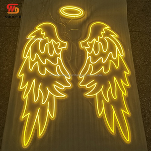 SMOOTH Custom Angle Feather Wings <b>Indoor</b> Outdoor Party Backdrop RGB Acrylic Neon Sign For Wedding Backdrop Decoration - Product Image 1