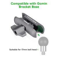 FANAUE pour support GPS compatible vélo/moto, support de téléphone à double bras, adaptateur de tête à rotule de 17 mm, alliage d'aluminium